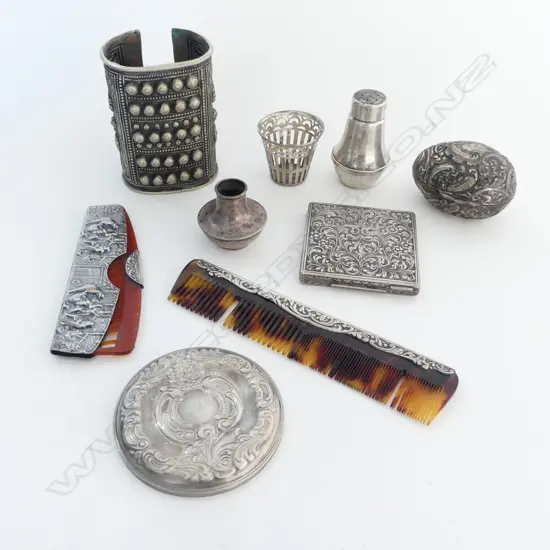 6 PCES ASST. SILVER + CUFF, EGG & COMB