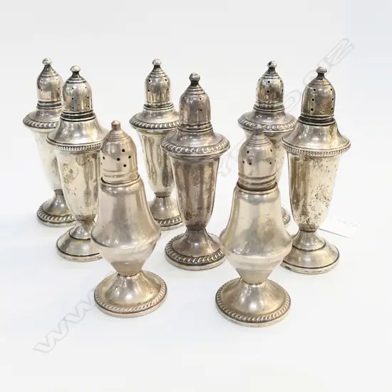 4 PRS WEIGHTED STERLING SILVER CONDIMENTS H.120mm
