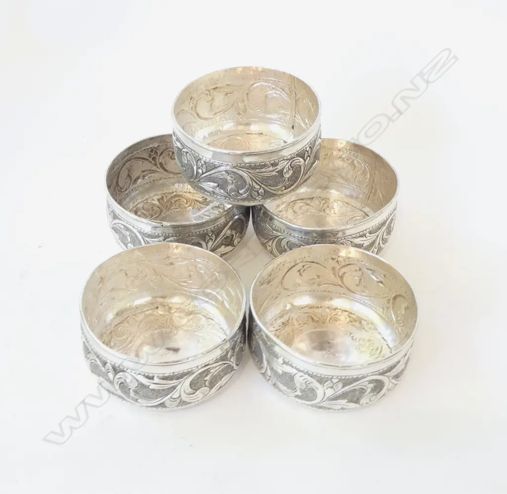 5 MALAYSIAN 800. SILVER BOWLS, MOHD SALLEH & SONS, 95mm dia 398grms Image 1++