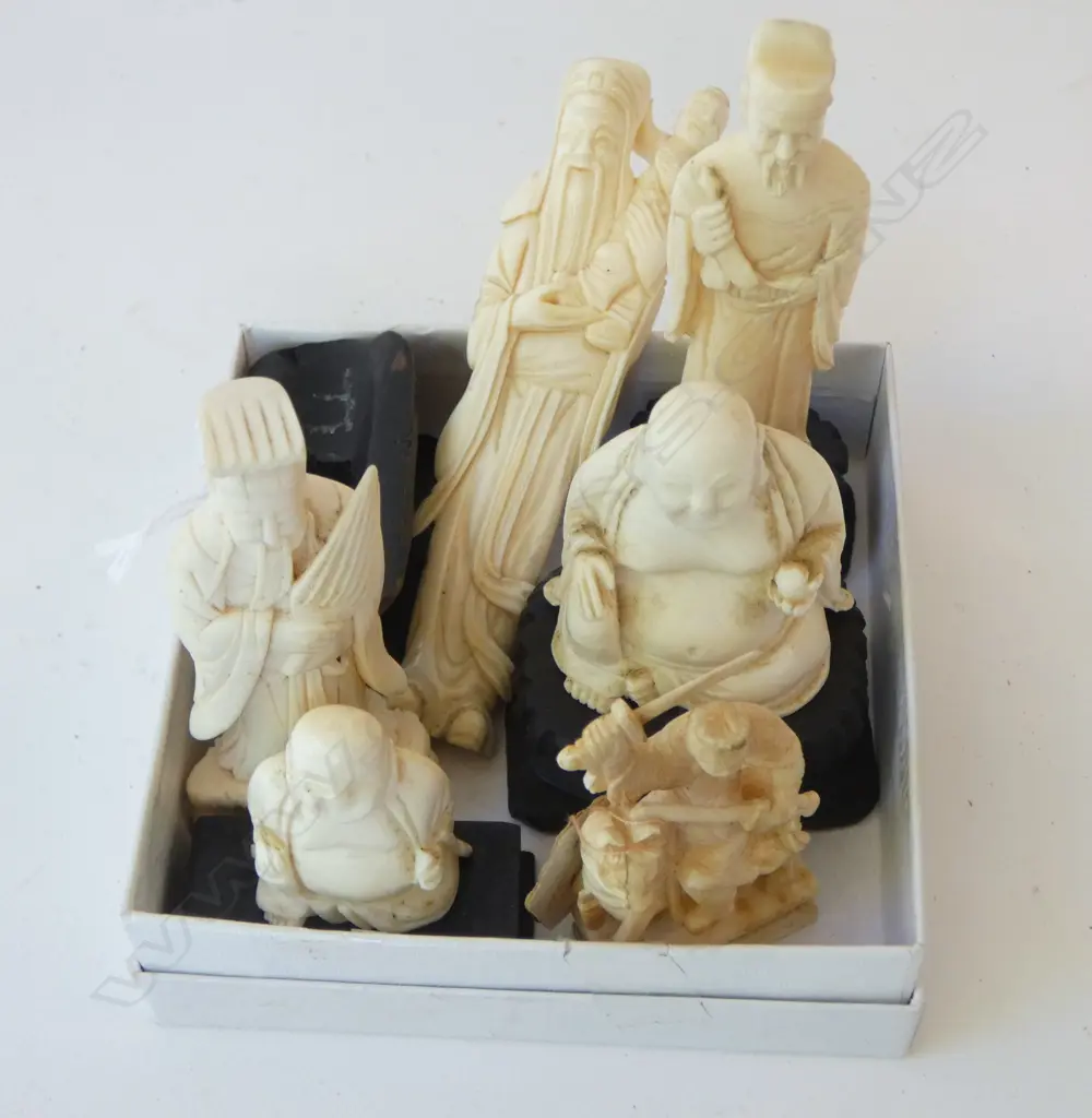 6 CARVED IVORY ORIENTAL FIGURES H.125mm Image 1++