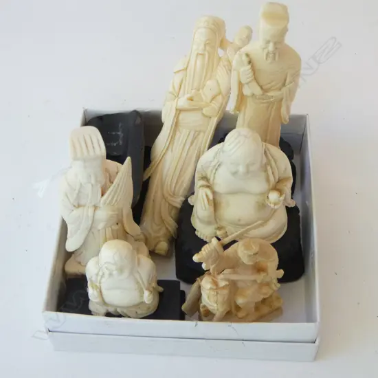 6 CARVED IVORY ORIENTAL FIGURES H.125mm
