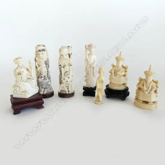 7 ORIENTAL FIGURES H.120mm 5 IVORY 2 BONE