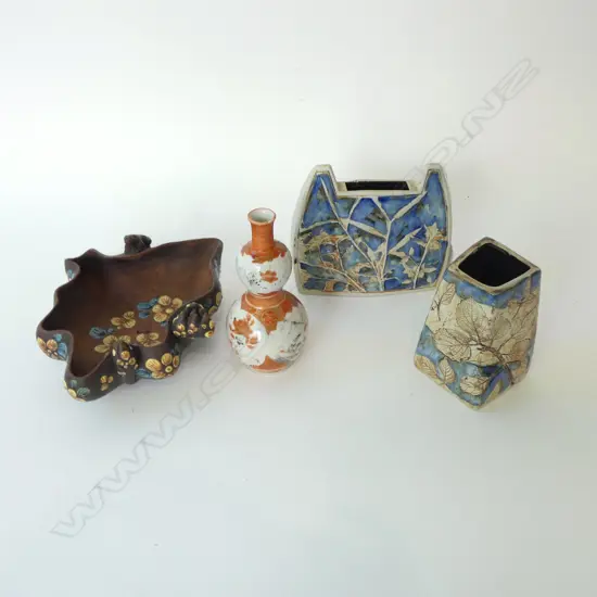4 JAPANESE VASES; 2 TENMOKU, KUTANI & OTHER W.225mm