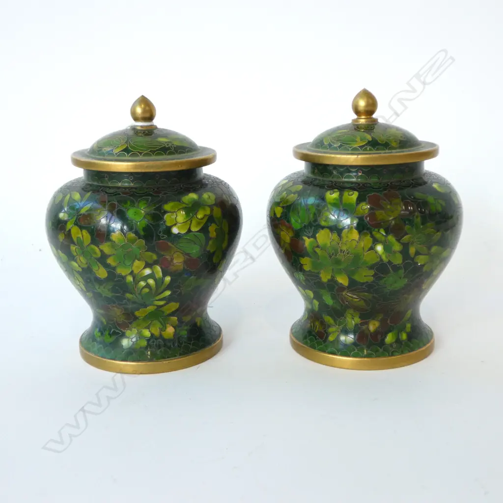  PR CLOISONNÉ LIDDED JARS H.130mm Image 1++