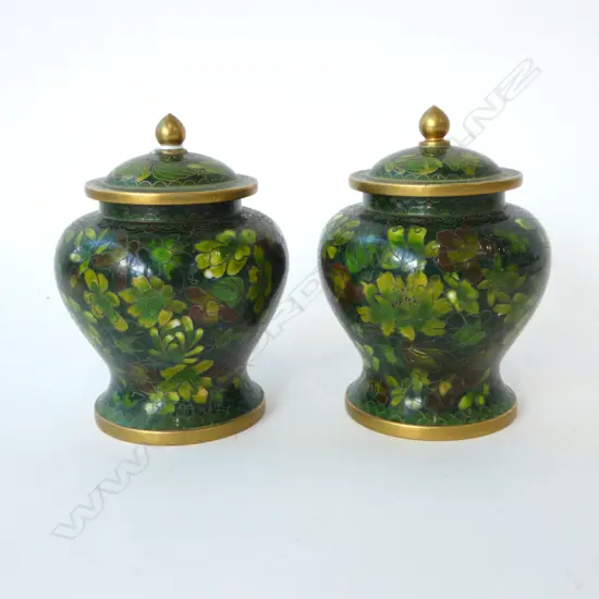  PR CLOISONNÉ LIDDED JARS H.130mm