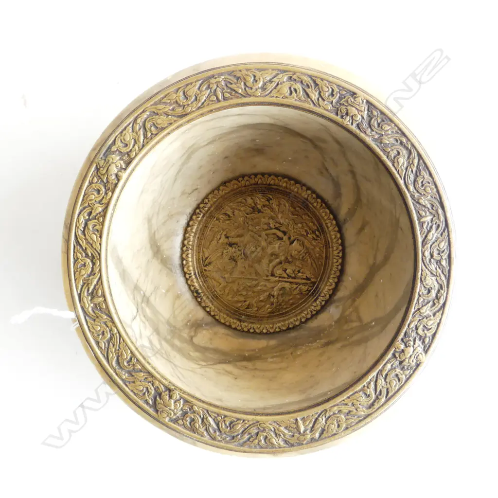 BRONZE INCENSE BURNER + MARBLE BOWL 175mm dia Image 1++
