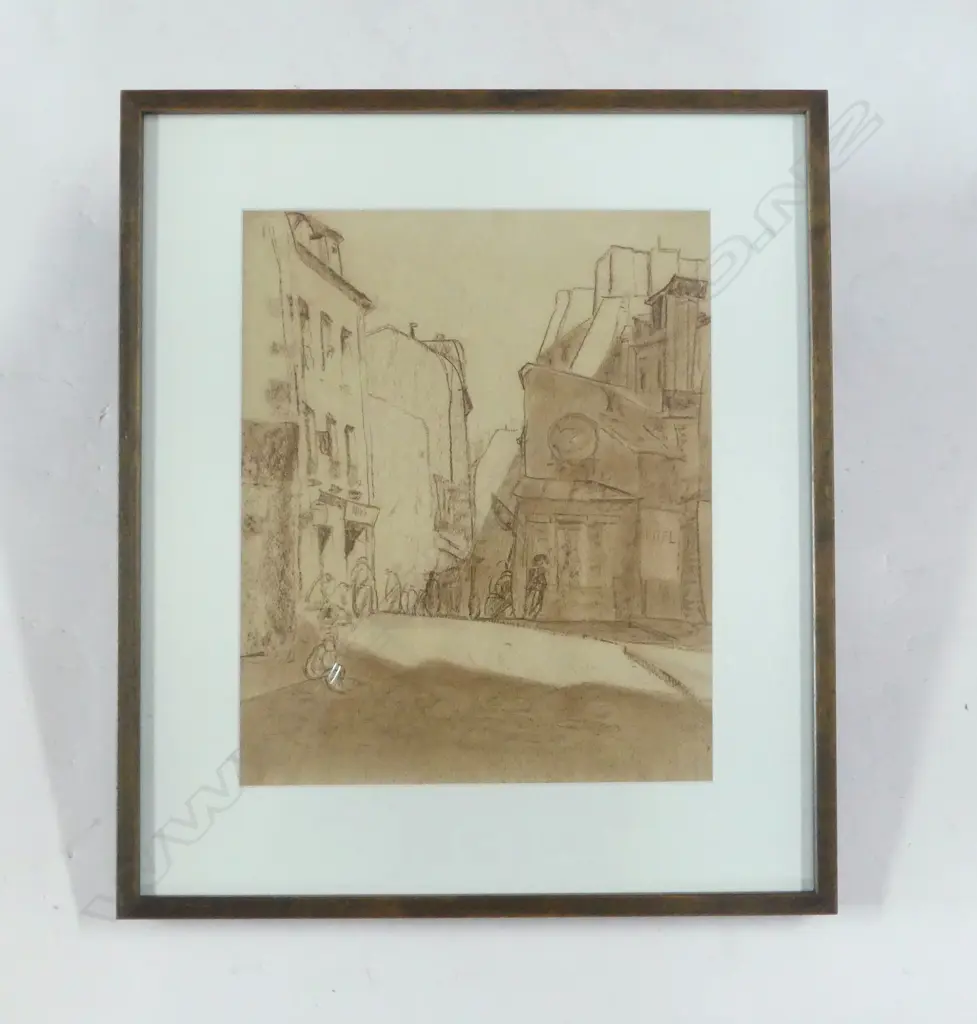 JOHN WEEKS NORTH AFRICAN VILLAGE CONTE AND WASH 335mm X 275mm ex. Weeks estate auction Image 1++