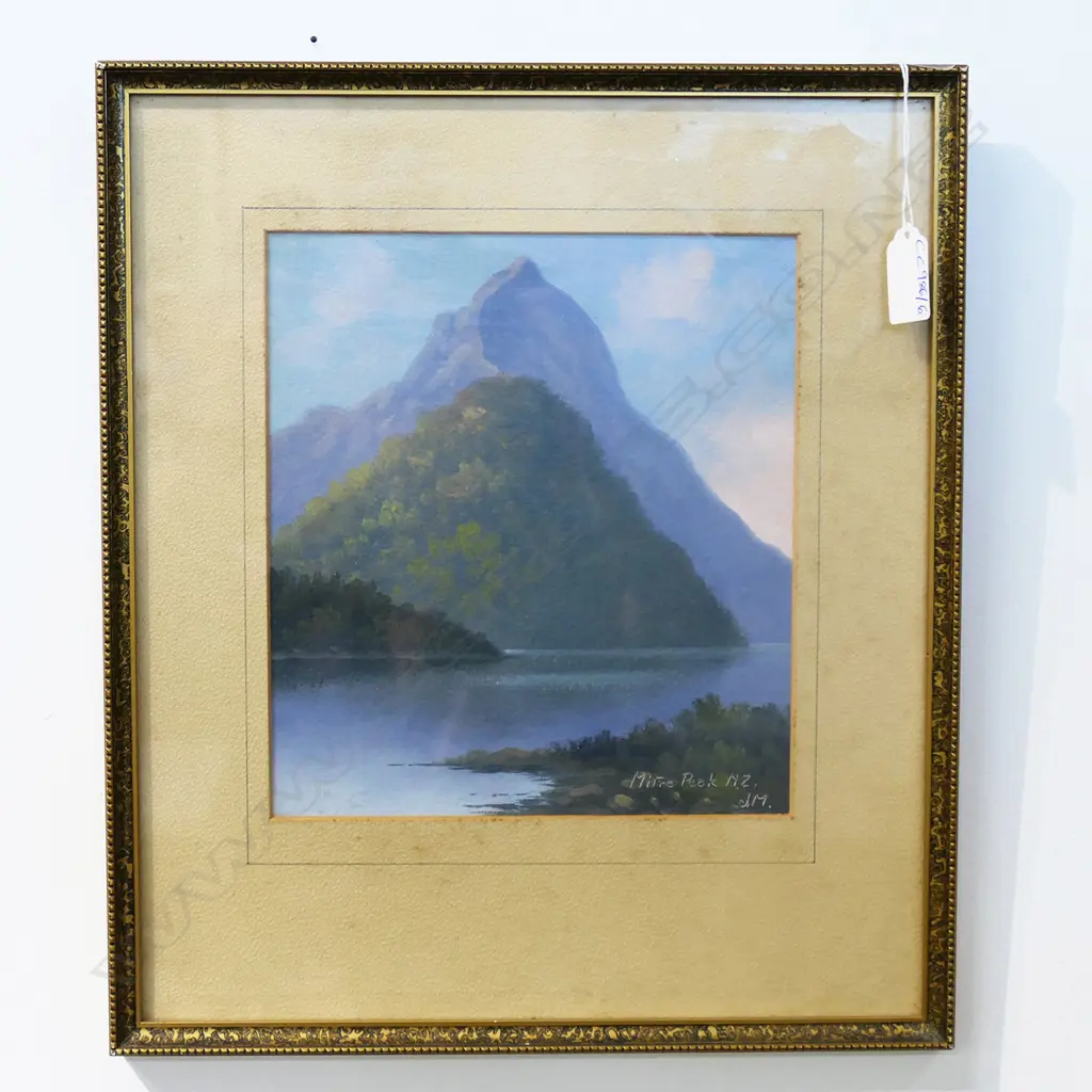 J. MAYCLAIR, 'MITRE PEAK NZ', OIL ON BOARD 220x195mm Image 1++