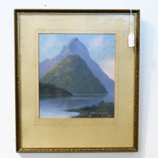 J. MAYCLAIR, 'MITRE PEAK NZ', OIL ON BOARD 220x195mm