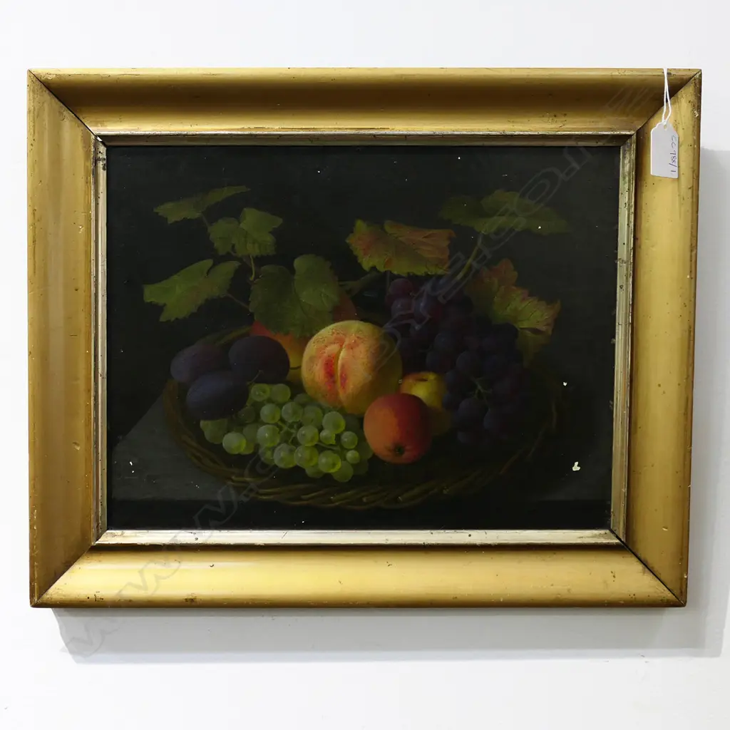 ARTIST UNKNOWN, ANTIQUE FRUIT STILL LIFE, OIL ON BOARD 250x330mm Image 1++