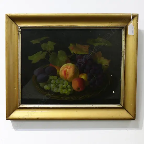 ARTIST UNKNOWN, ANTIQUE FRUIT STILL LIFE, OIL ON BOARD 250x330mm