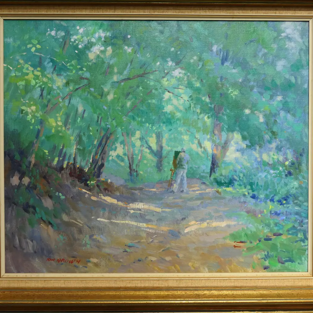 IAN BROWN 'AN ARTIST AT WORK', OIL ON CANVAS, SIGNED, ENTITLED TO REVERSE, 490 x 600mm Image 1++