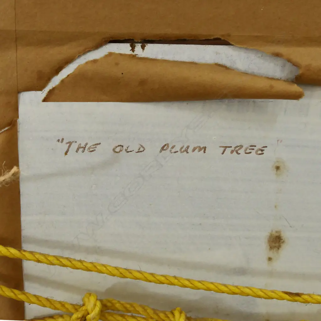 IAN BROWN 'THE OLD PLUM TREE', OIL ON BOARD, SIGNED, ENTITLED TO REVERSE, 490 x 590mm Image 1++