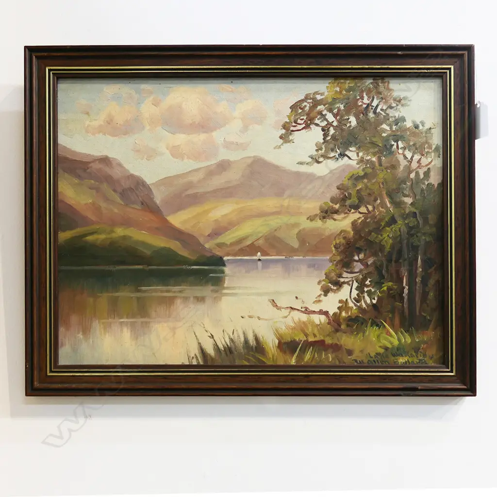 W. ALLEN BOLLARD 'LAKE WAKATIPU' OIL ON BOARD 275x370mm Image 1++