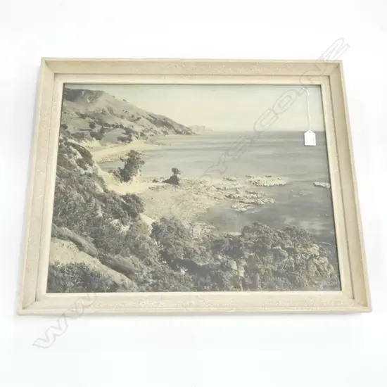 WHITES AVIATION? 'AMODEO BAY' 'COROMANDEL COASTLINE LOOKING SOUTH' hand coloured large photo. 480x590mm