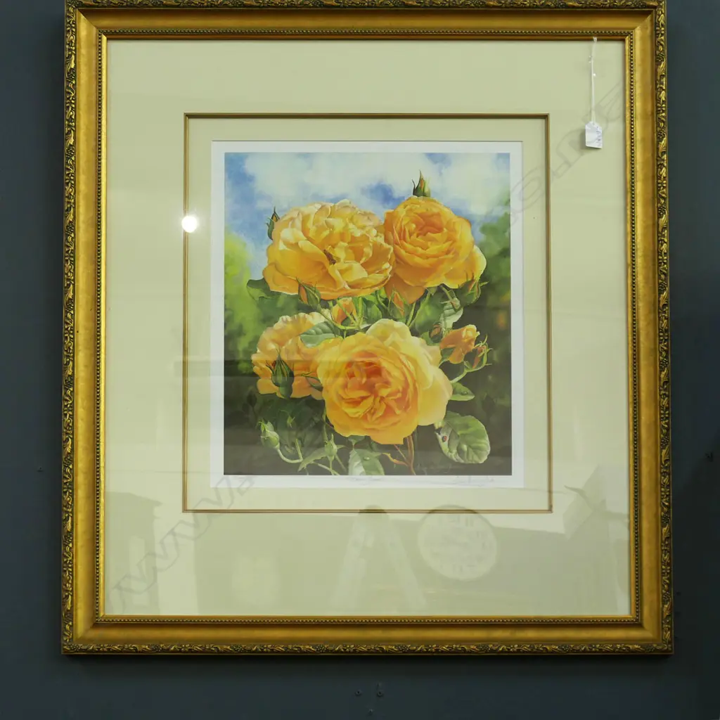 SUSAN HARRISON TUSTAIN 'GRAHAM THOMAS' (ROSE) WC PRINT 57/250 475x405mm Image 1++