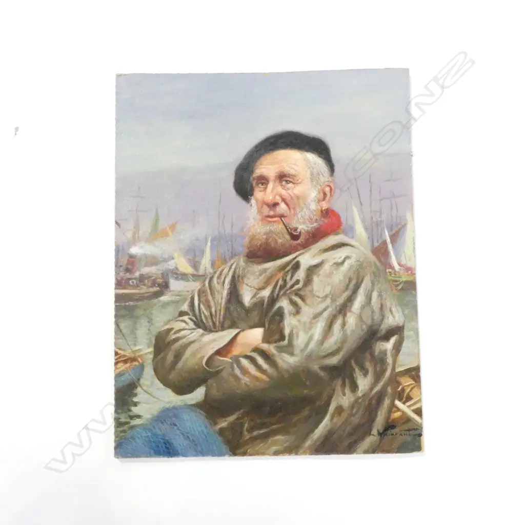 **RTV** E. BARO / LEON NOIREAUT (FRENCH 1890-1960), UNTITLED (SAILOR SMOKING A PIPE) OIL ON BOARD, 345x270mm Image 1++