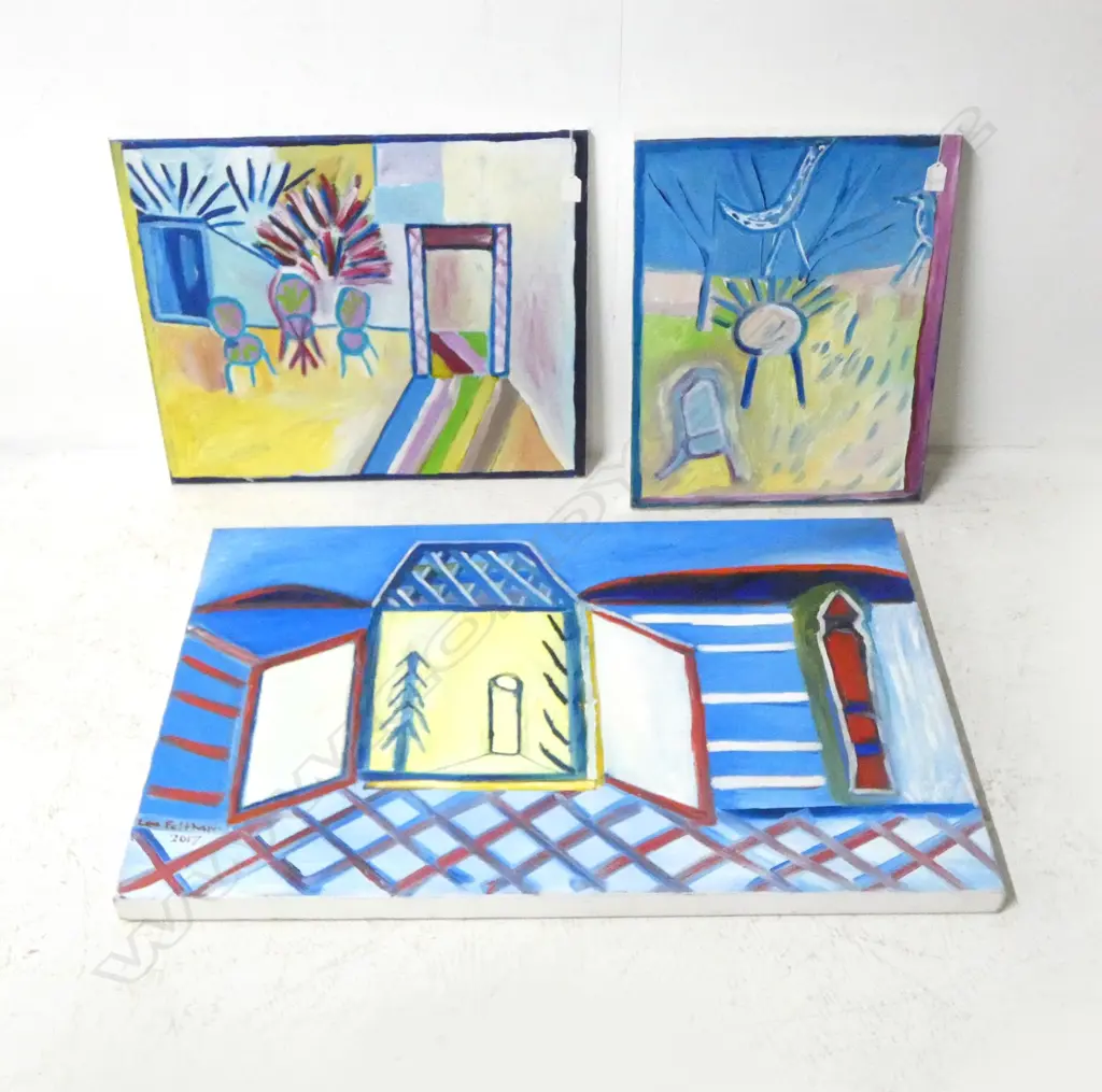 LEE FELTHAM, "SOMEWHERE SAFE", ACRYLIC ON CANVAS x 3, LGST  610 X 920MM provenance below Image 1++