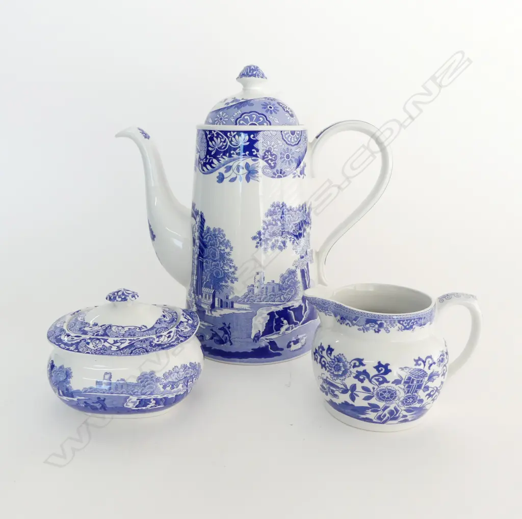 3 PCE B/W SPODE COFFEE SET (AS NEW)... Image 1++