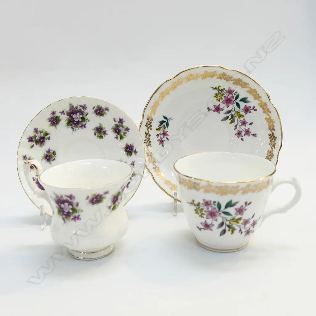 2 TEA SETS; ROYAL ALBERT 'SWEET VIOLETS' & ROYAL GRAFTON Image 1++