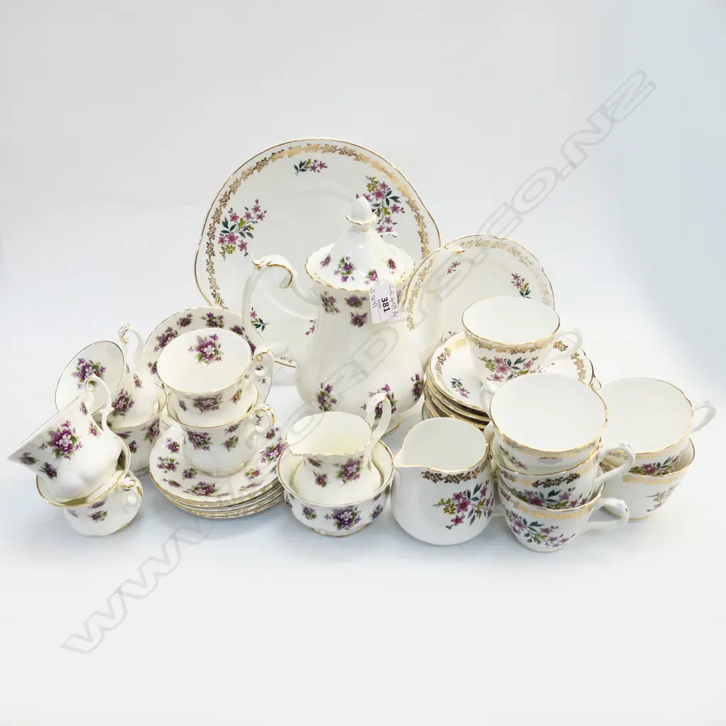 2 TEA SETS; ROYAL ALBERT 'SWEET VIOLETS' & ROYAL GRAFTON Image 1++