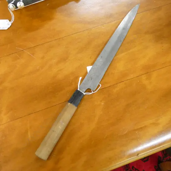 JAPANESE CHEFS KNIFE, SIGNED BLADE L.385mm