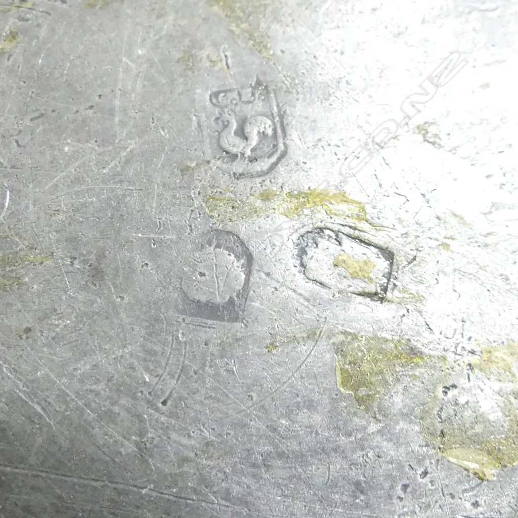 2 19thC PEWTER PLATES 'W V 1820' & 'G Winter 1845' 230mm dia. Image 1++