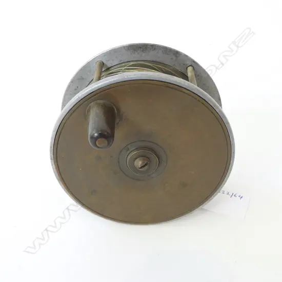 VINTAGE CAST ALLUMINIUM & BRASS SALMON REEL DIA 100MM