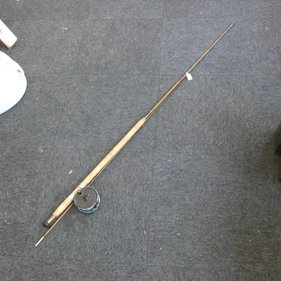 VINTAGE YOUNG & SON BEAUDEX  FISHING REEL & 2PC ROD L3100MM