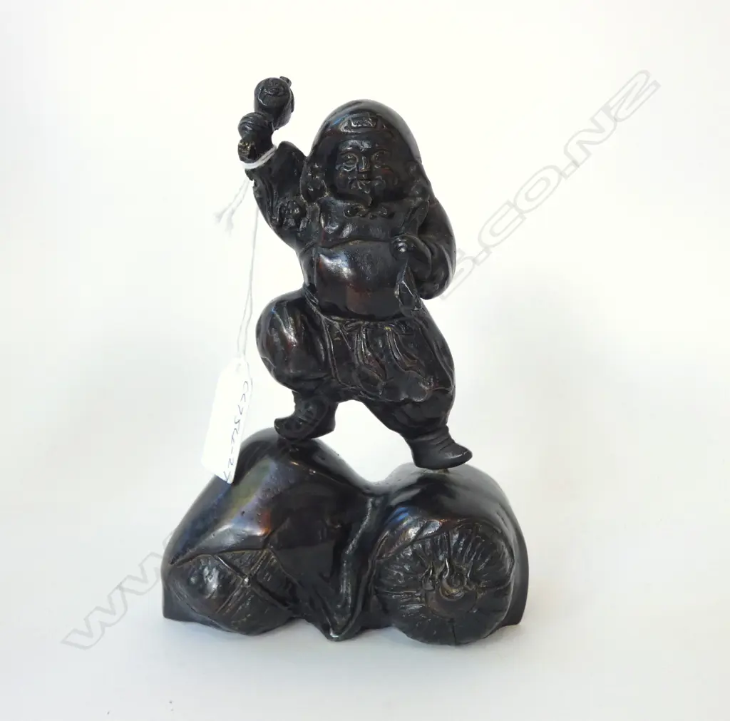 SIGNED JAPANESE BRONZE OF DAIKOKU [GOD OF WEALTH] H155mm Image 1++