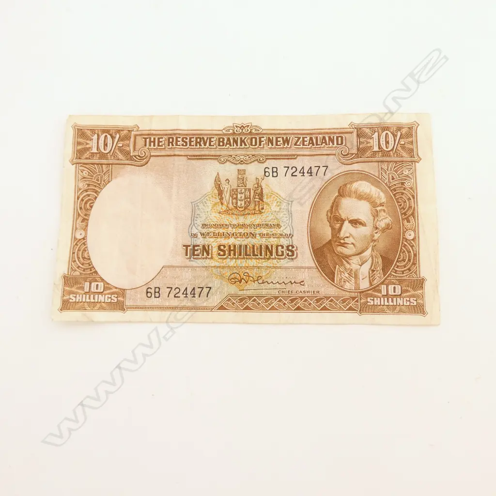 NZ TEN SHILLING BANK NOTE (FLEMING) Image 1++