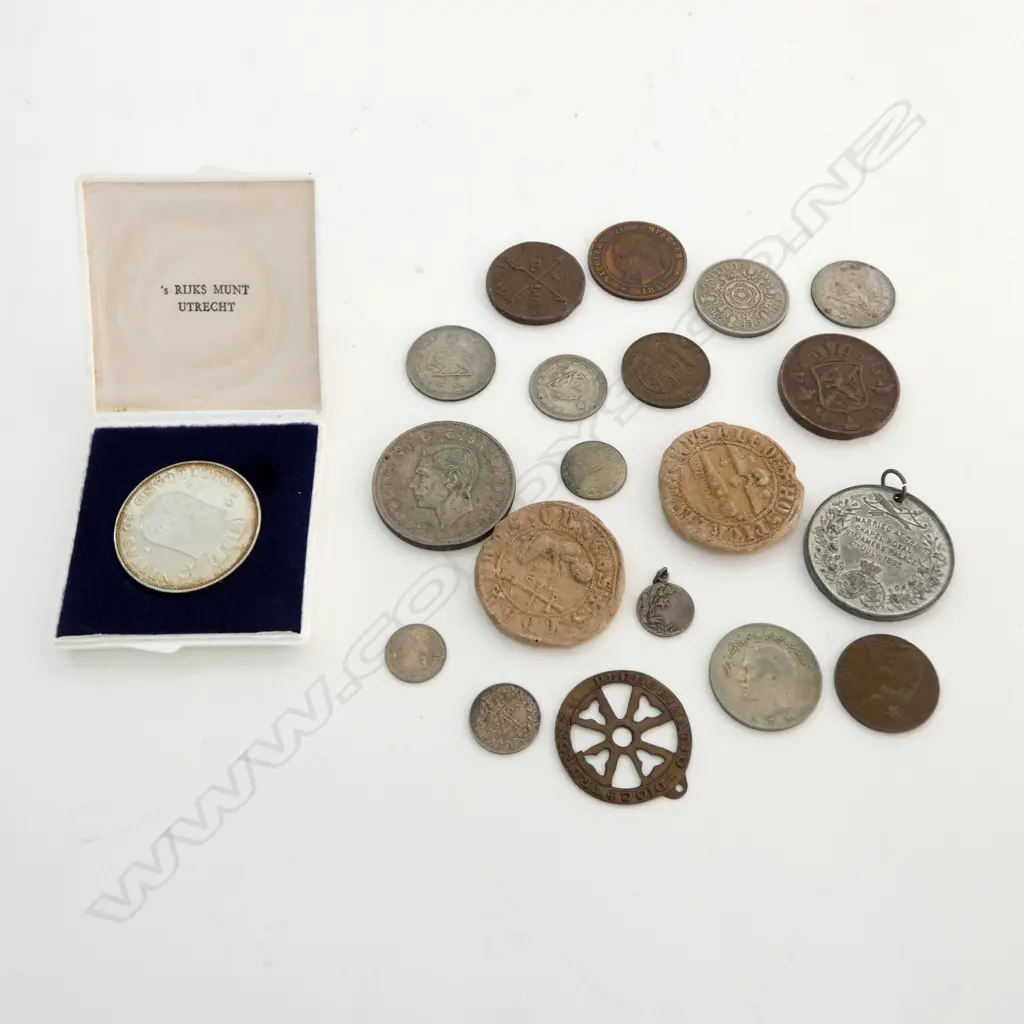 ASST OLD COINS & MEDALLIONS: 1761 Swedish etc Image 1++