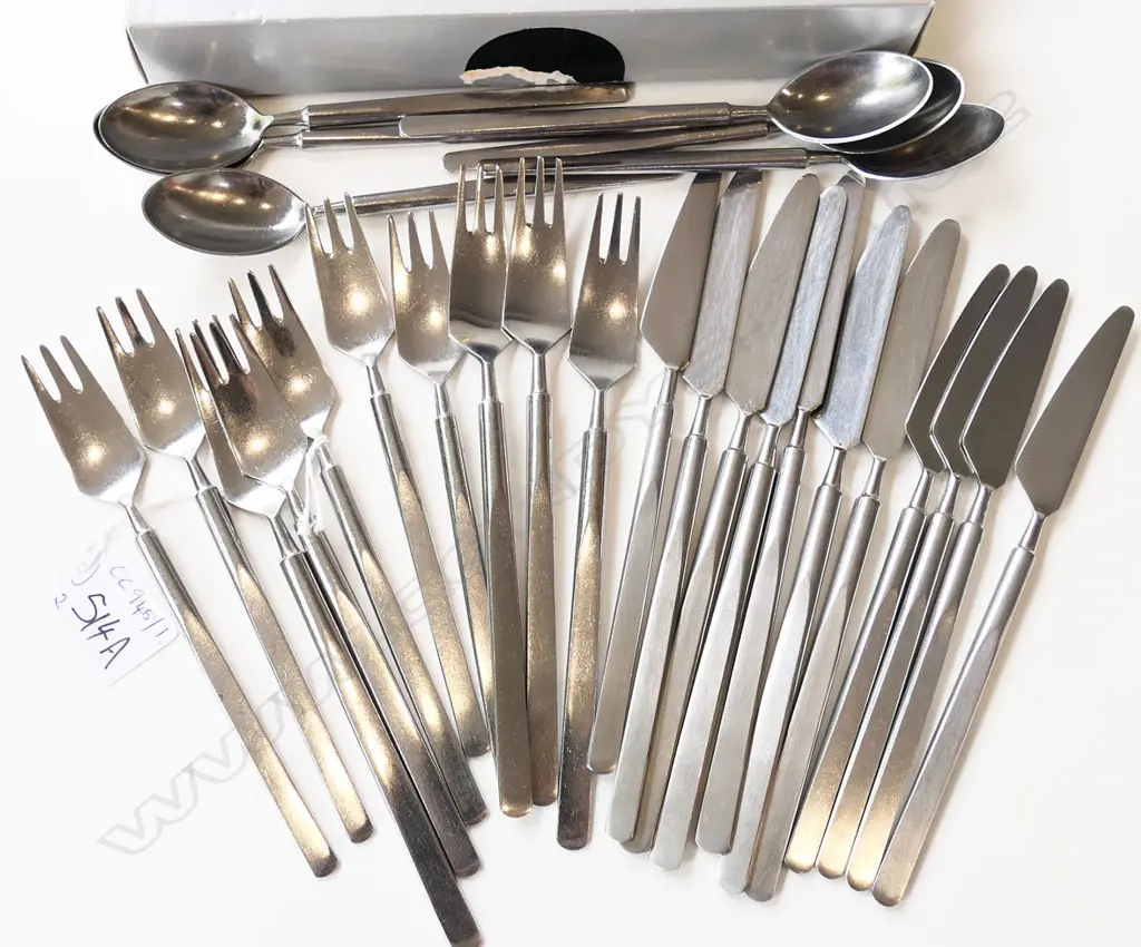 24 PCES ERIK HERLOW FOR COPENHAGEN CUTLERY 'OBELISK' STAINLESS STEEL FLATWARE Image 1++