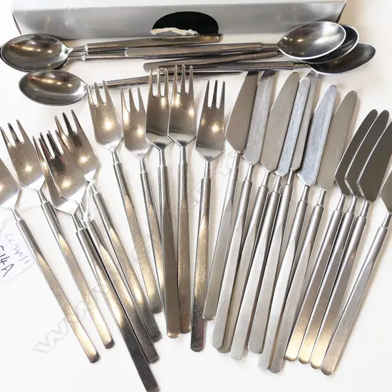 24 PCES ERIK HERLOW FOR COPENHAGEN CUTLERY 'OBELISK' STAINLESS STEEL FLATWARE