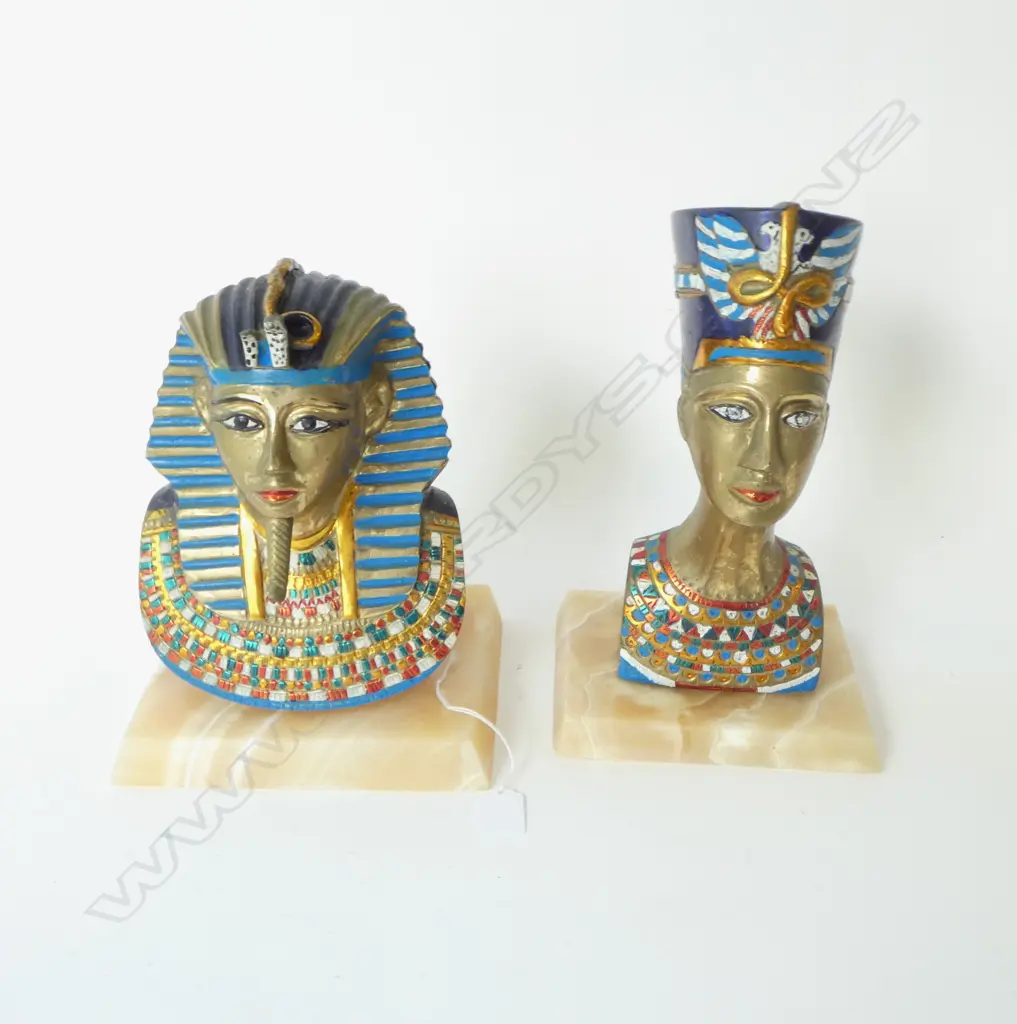PAINTED BRASS EGYPTIAN KING & QUEEN H.290mm Image 1++