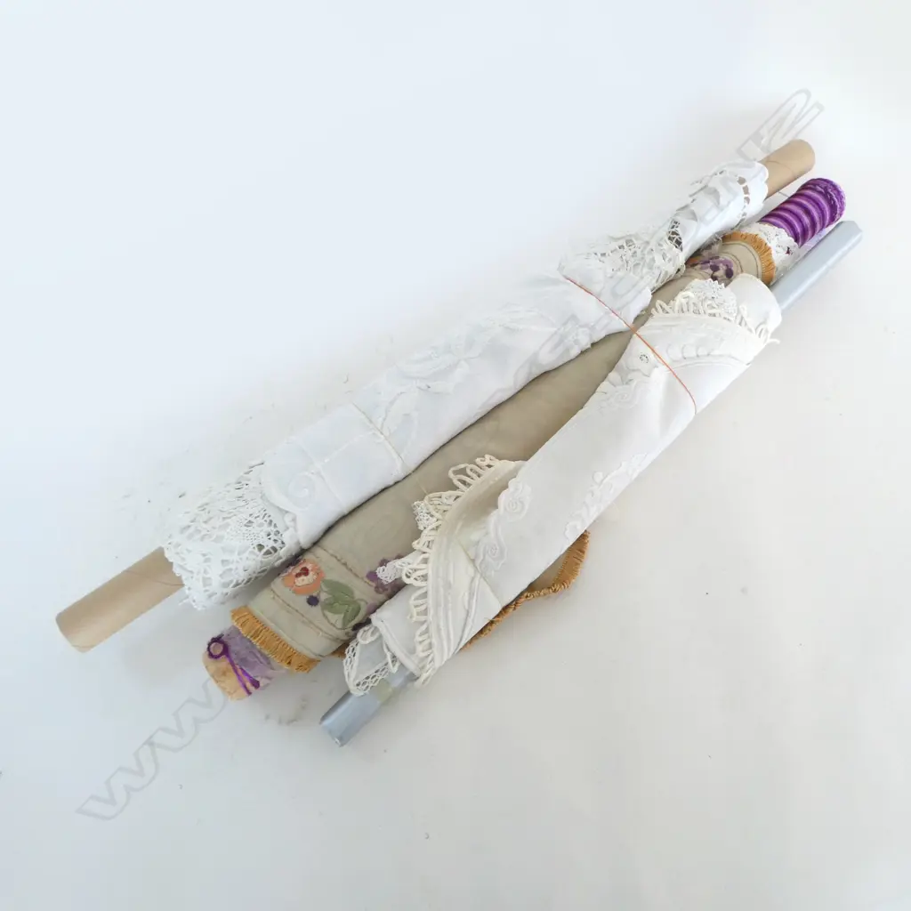THREE ROLLS OF DANISH  TABLE TOP EMBRODERY, CUTWORK AND LACE Image 1++