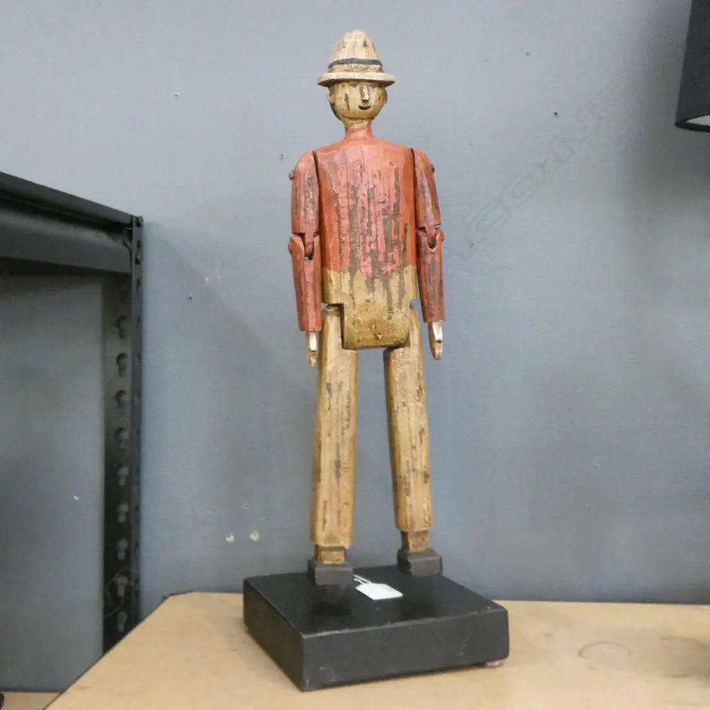 ARTICULATED WOODEN FIGURE ON STAND H.445mm Image 1++