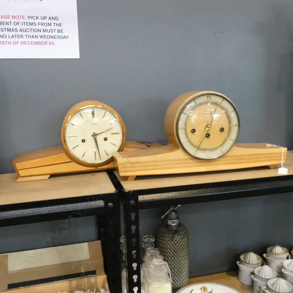 2 RETRO MANTLE CLOCKS W.490mm Image 1++