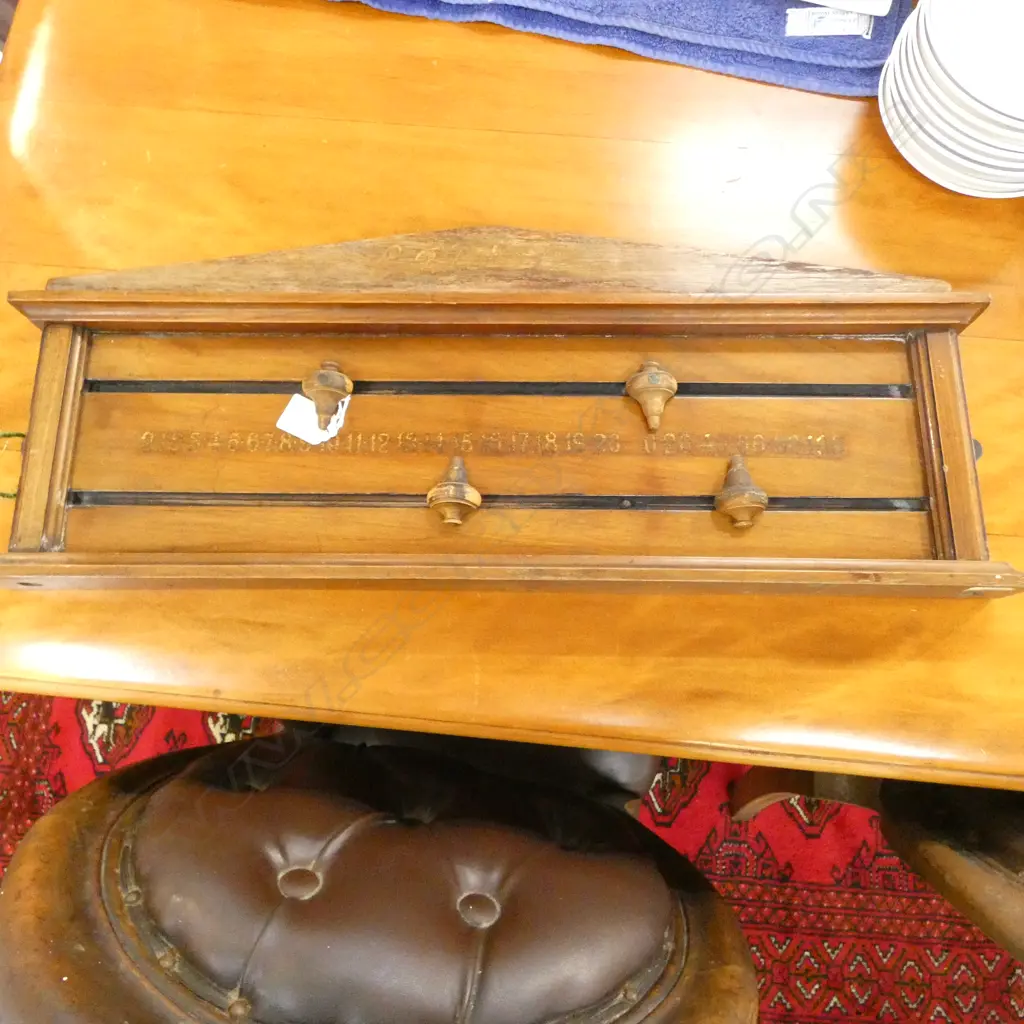 ANTIQUE MAHOGANY BILLIARD SCORE BOARD W.610mm Image 1++