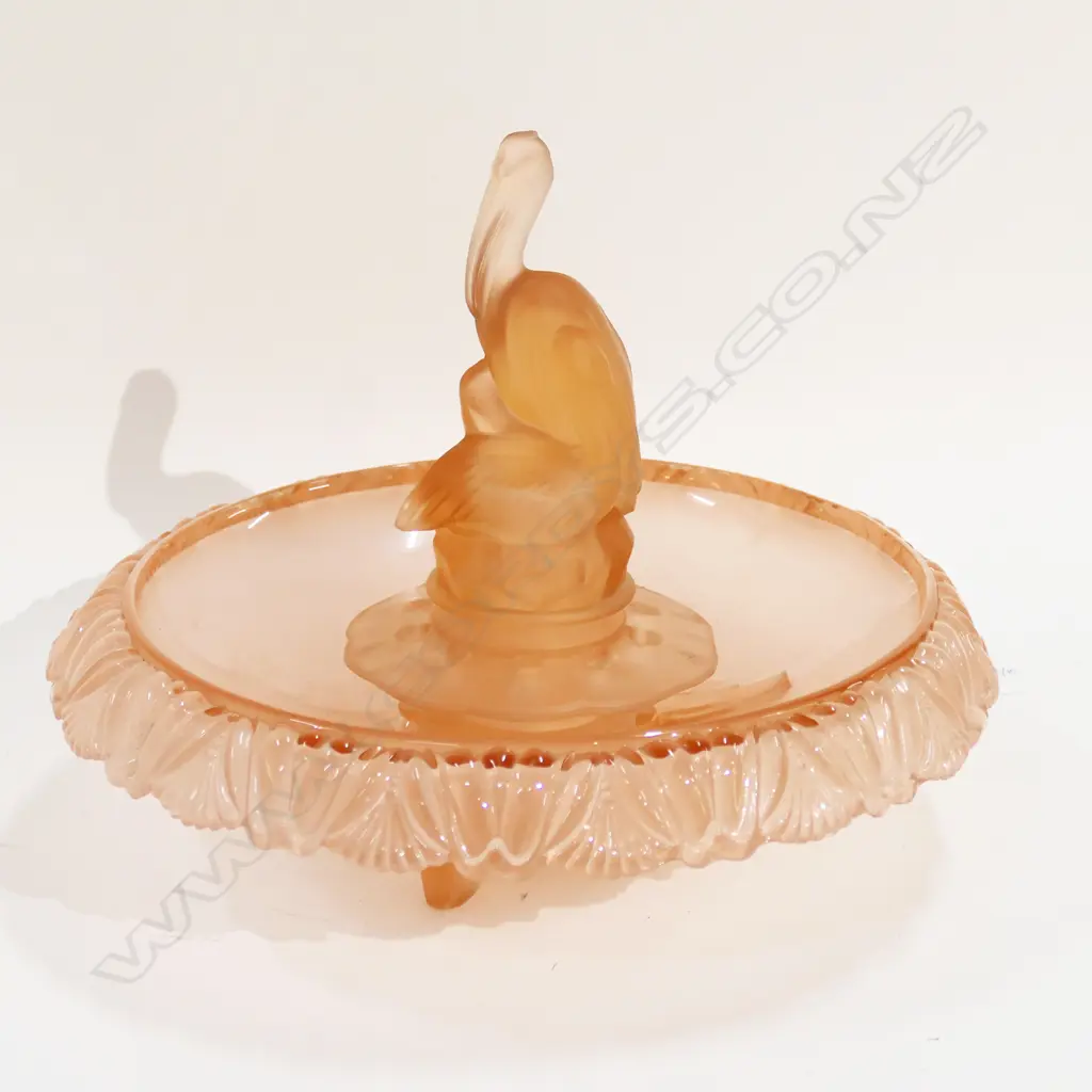 PINK GLASS PELICAN FLOWER BOWL 310mm dia Image 1++