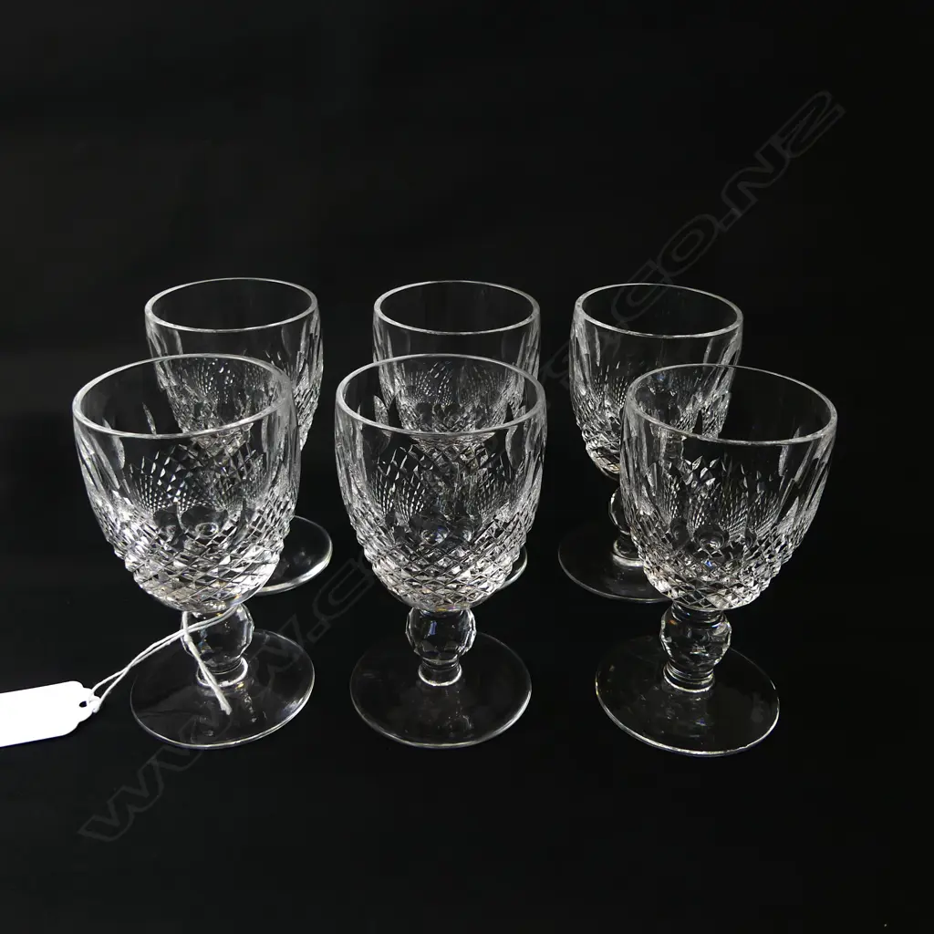 SET SIX WATERFORD CRYSTAL PORT GLASSES COLLEEN PATTERN Image 1++