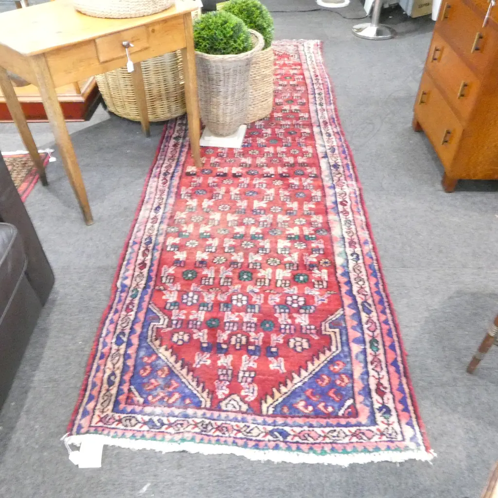 HAND KNOTTED WOOL PILE PERSIAN HAMADAN RUNNER 3200x1000mm shortened... Image 1++