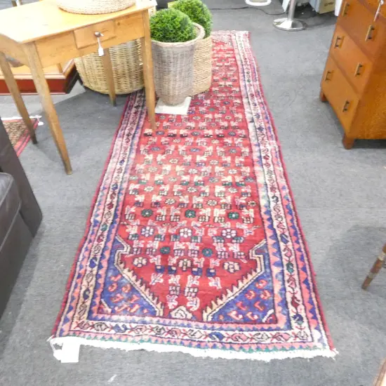 HAND KNOTTED WOOL PILE PERSIAN HAMADAN RUNNER 3200x1000mm shortened...