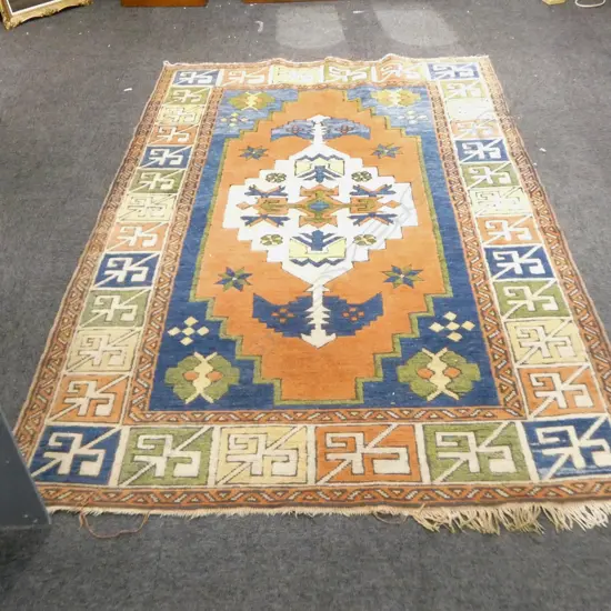 PERSIAN RUG RED BLUE FAWN TONES L2150 W1380MM