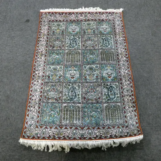 HAND KNOTTED SILK RUG 1200x790mm