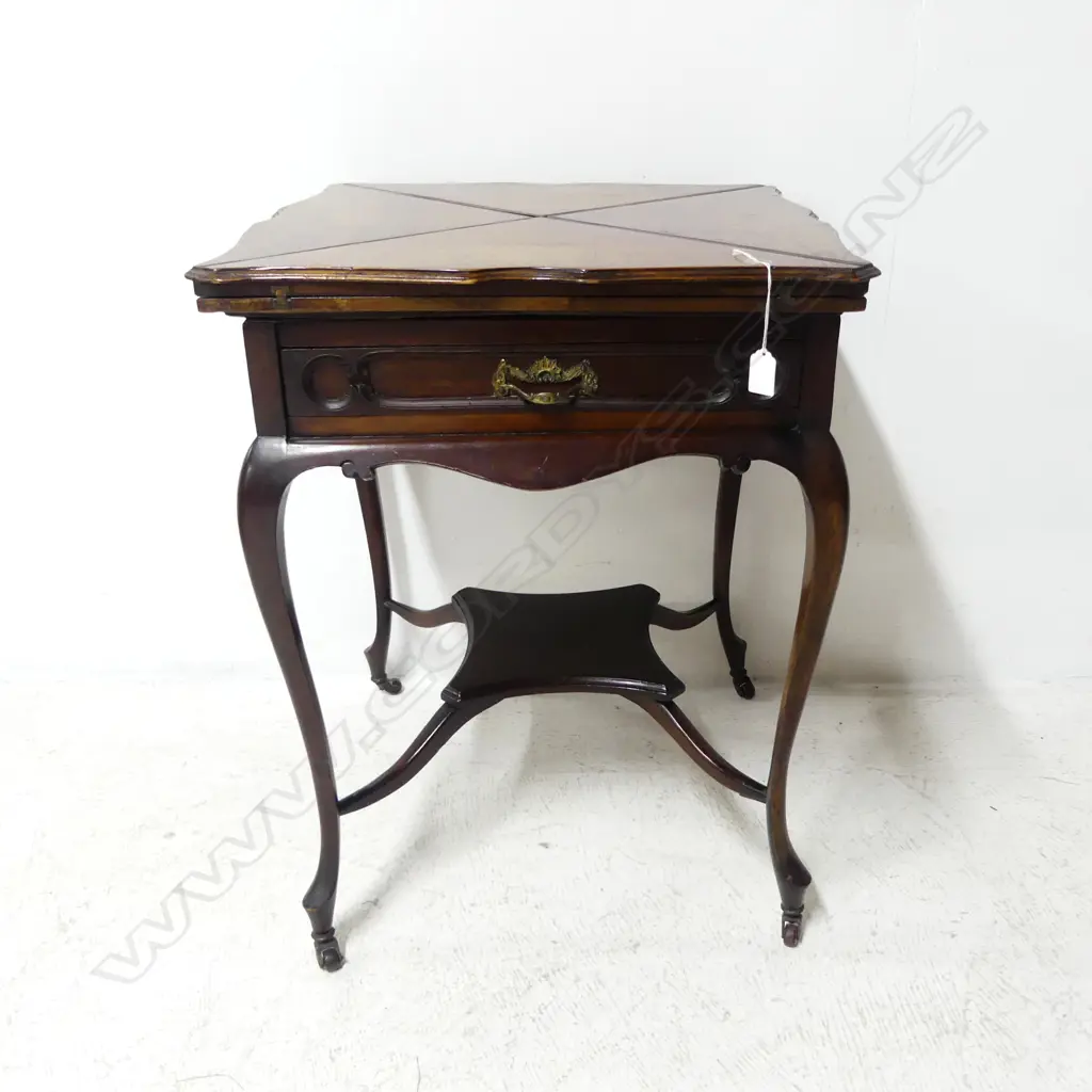 ANTIQUE VICTORIAN SINGLE DRAWER ENVELOPE CARD TABLE 570x570x720mm Image 1++