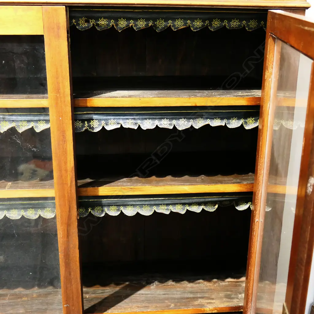 VICTORIAN MAHOGANY GLAZED BOOKCASE 900x280x1025mm Image 1++