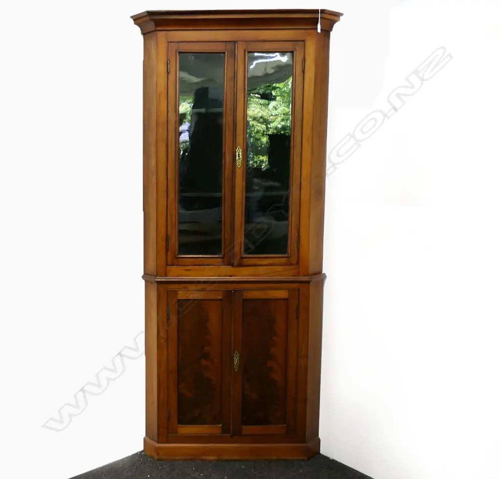 ANTIQUE 2 PART MAHOGANY CORNER CABINET 640x640x2035mm Image 1++