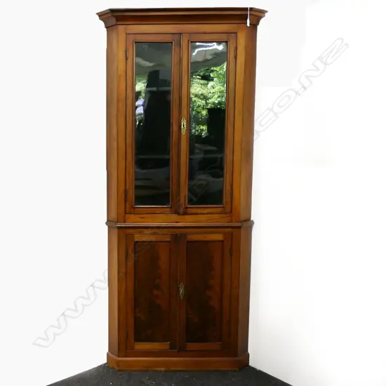 ANTIQUE 2 PART MAHOGANY CORNER CABINET 640x640x2035mm