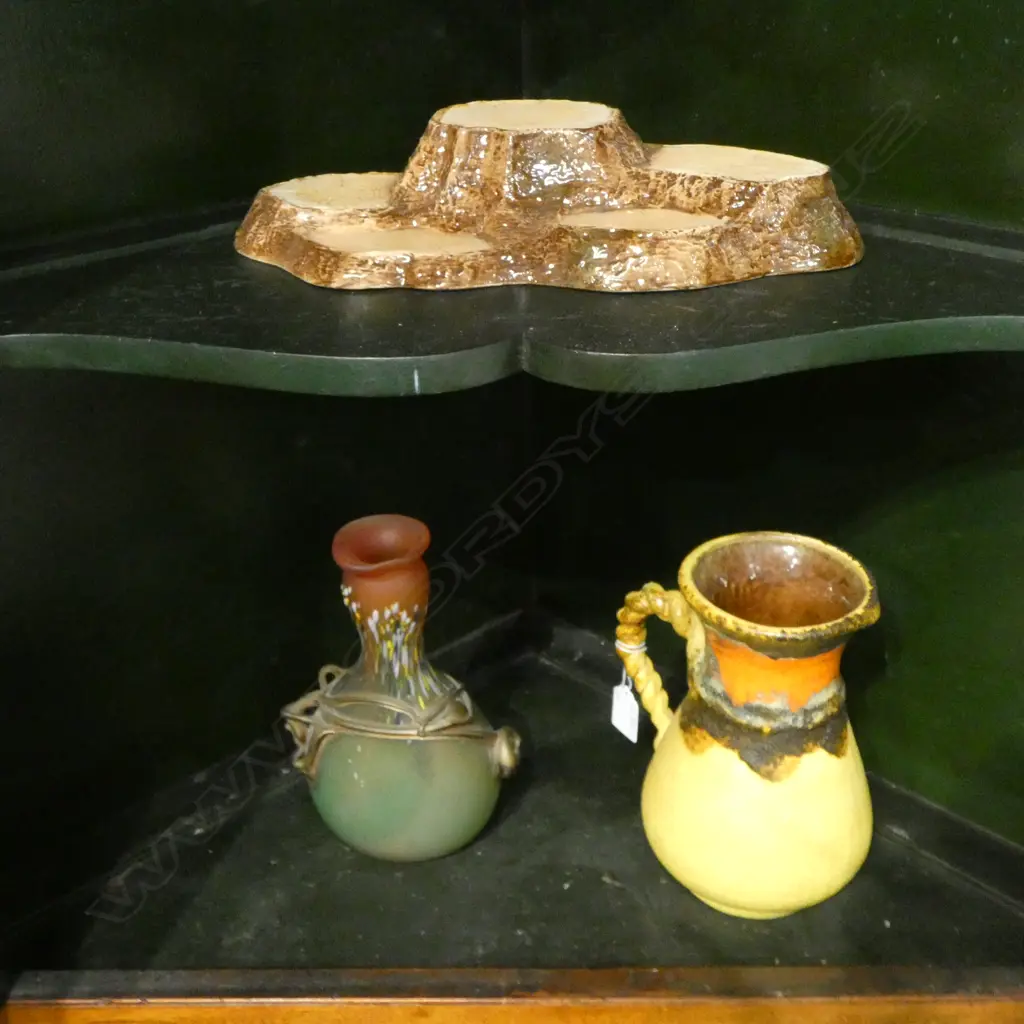 2 VASES; RETRO GERMAN H.205mm, GLASS + BESWICK STAND W.320mm Image 1++
